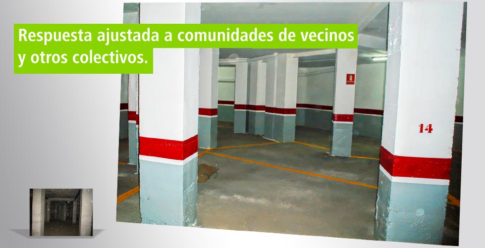 Rehabilitación y pintura de parkings, fachadas y otros espacios.